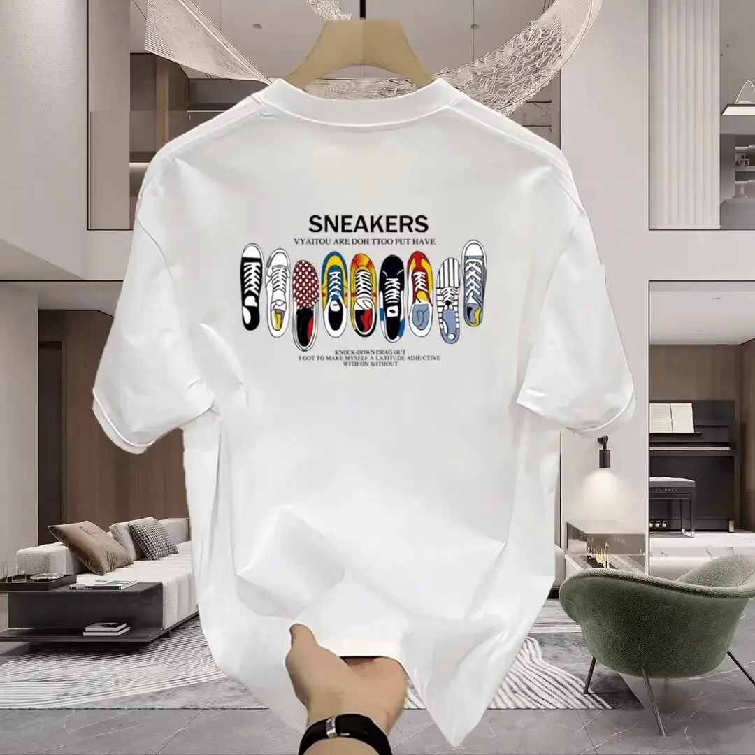 Men Shoes Under 100 - クラシックシューズコレクションデザインTシャツ、100％コットンメンズTシャツ、夏のカジュアルな外出に最適、カジュアルなストリートスタイルにぴったり