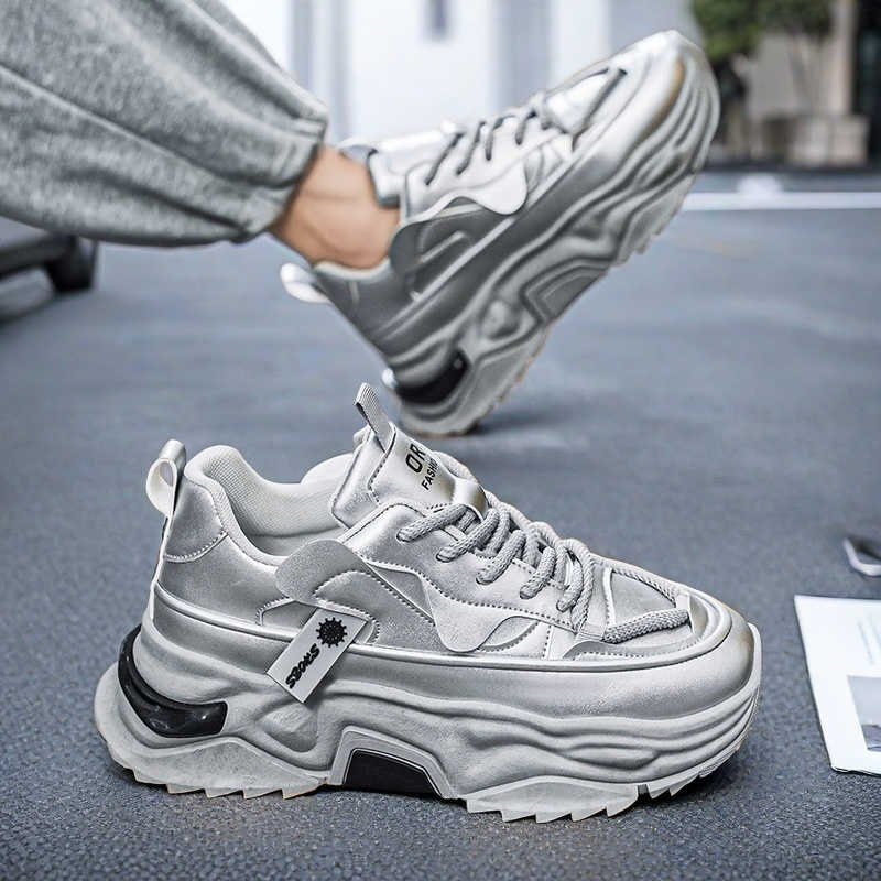Men'S Shoes For Sale - ブラック プラットフォーム テニス メンズ スポーツ ウーブン