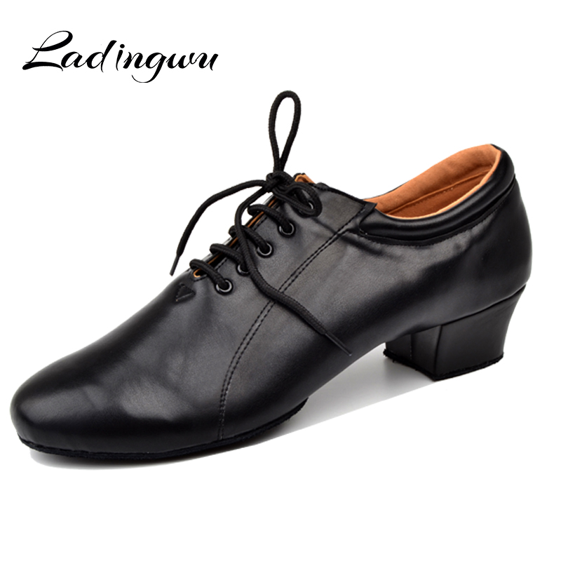 Men Shoes Under 100 - Ladingwuラテンダンスシューズメンズ100% 本革社交ダンスシューズメンズソフトボトムソーシャルパーティーシューズローヒール4.5cm