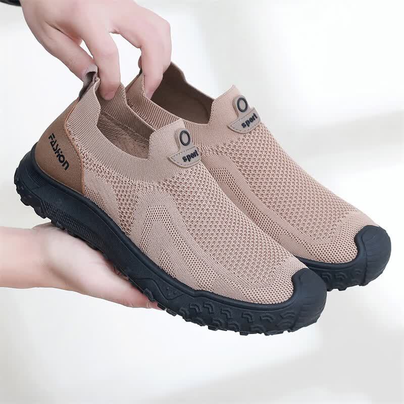 Men'S Shoes Popular - 夏のメンズカジュアルシューズ弾性スリップオンデザイン衝突防止つま先頑丈なソール日常屋外ウォーキング靴