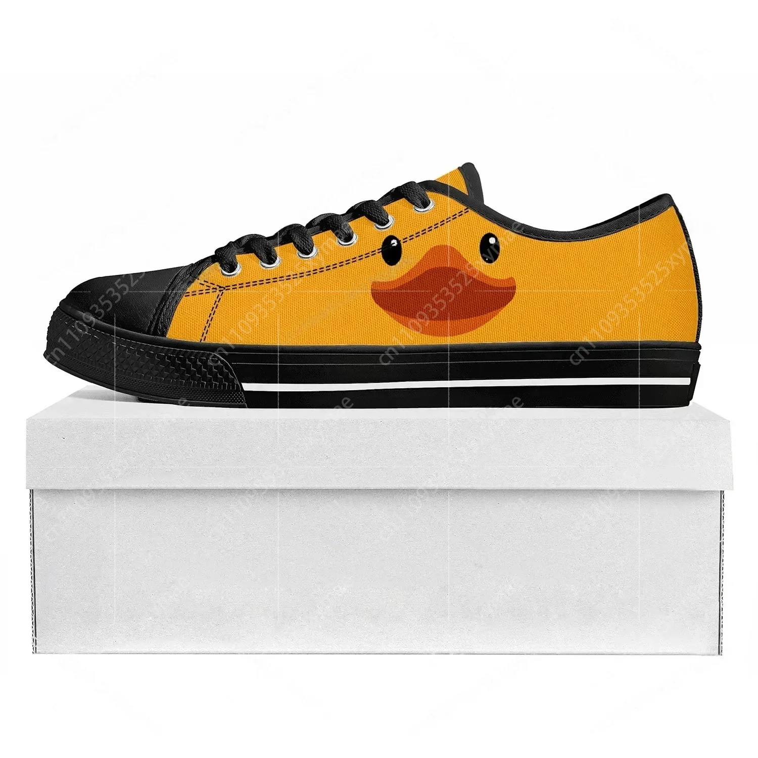 Men'S Shoes Yellow And Black - イエローダックプリントロートップ高品質スニーカーメンズレディースティーンエイジャーキャンバススニーカーカジュアルカップルシューズカスタムメイドシューズブラック