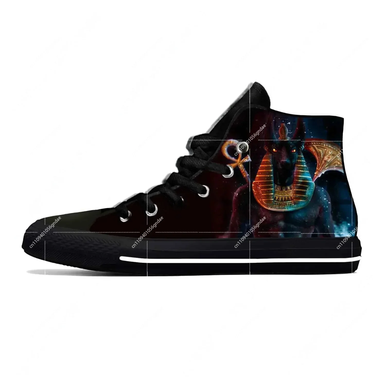 Men Shoes Egypt - アヌビス古代エジプトエジプト神面白いファッションカジュアル布靴ハイトップ軽量通気性 3D プリント男性女性スニーカー