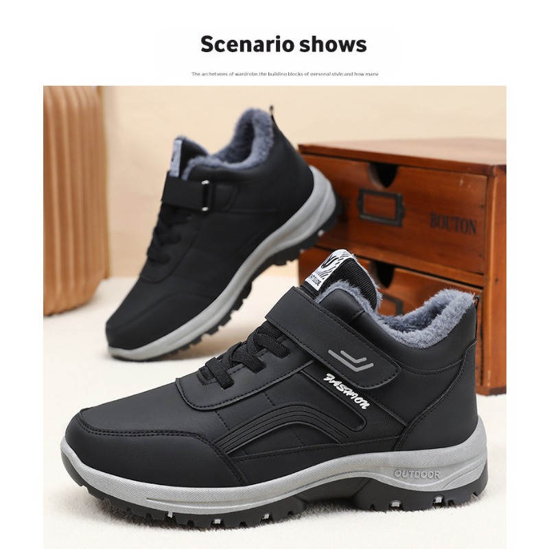Men'S Shoes Popular - 2026 スノーブーツ男性用カジュアル冬靴プラットフォームノンスリップ暖かい毛皮アンクルブーツ豪華な戦闘屋外ハイキングオートバイブーツ
