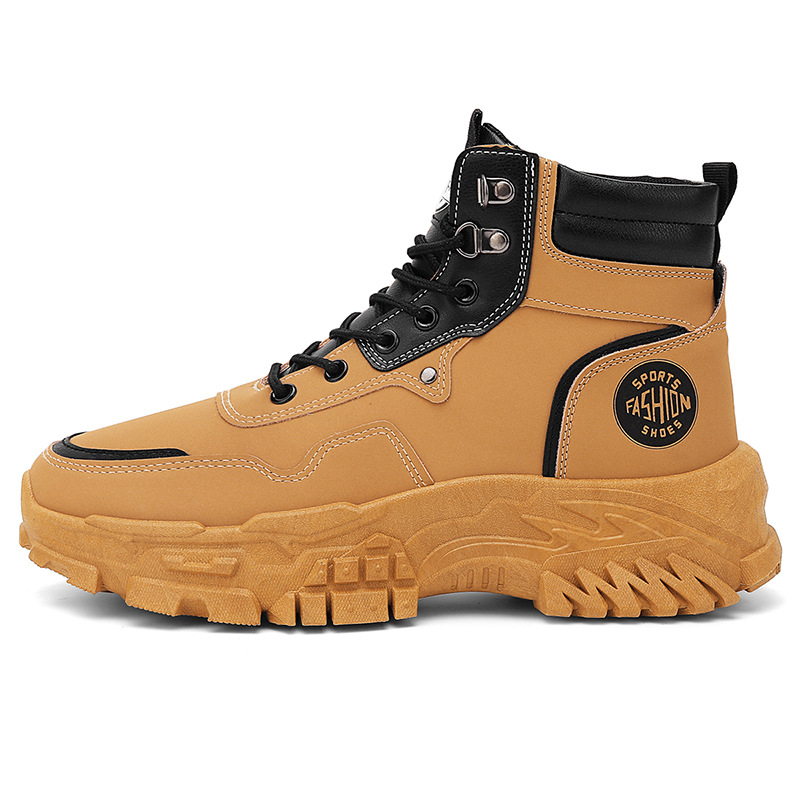 Men'S Shoes Yellow And Black - 2025年新作 メンズ イエローブラック ハイカット ワークブーツ 防水