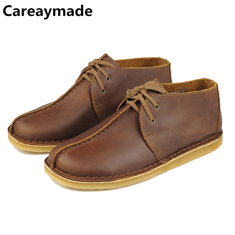 Men Shoes Under 100 - キャヤ製-メンズ本革デザートブーツ、レトロウォーカーシューズ、牛革、生ゴム底のカジュアルシューズ、大きい、100%