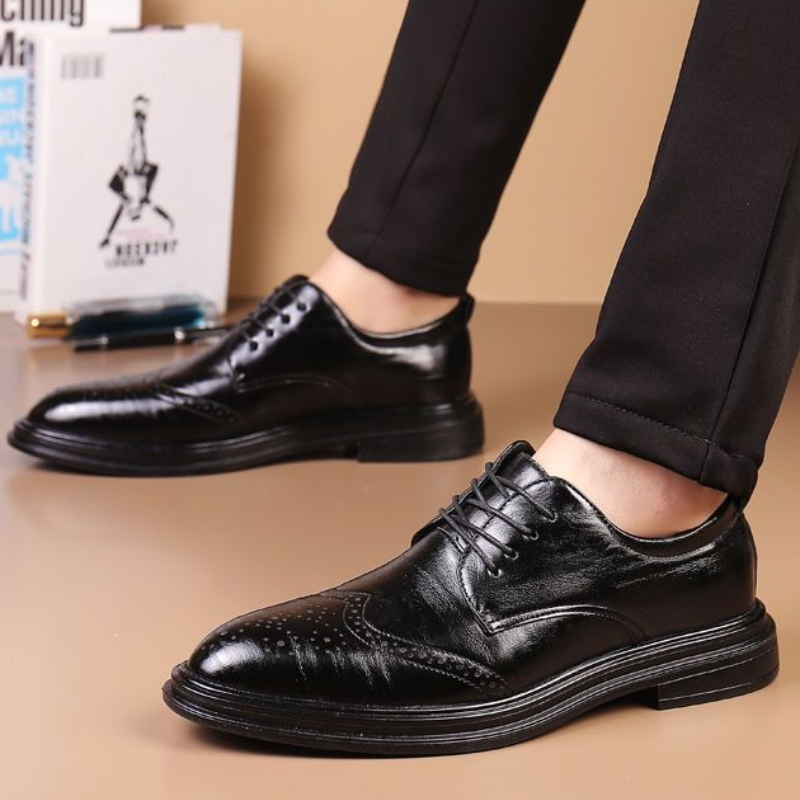 Men Shoes Clearance - ソリッドカラー ブラック 春秋 メンズ フォーマルシューズ レースアップ