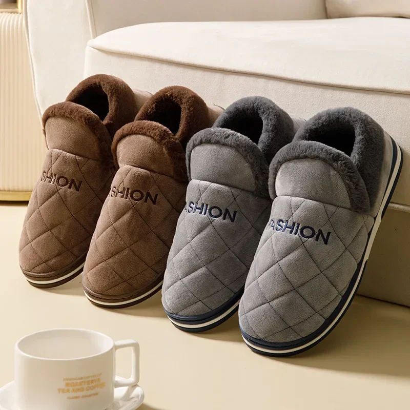 Men'S Shoes Popular - ビッグサイズ 47 48 49 50 男性冬暖かいスリッパ防水大型ホーム寝室カジュアルシューズハウス屋内ノンスリップスライド