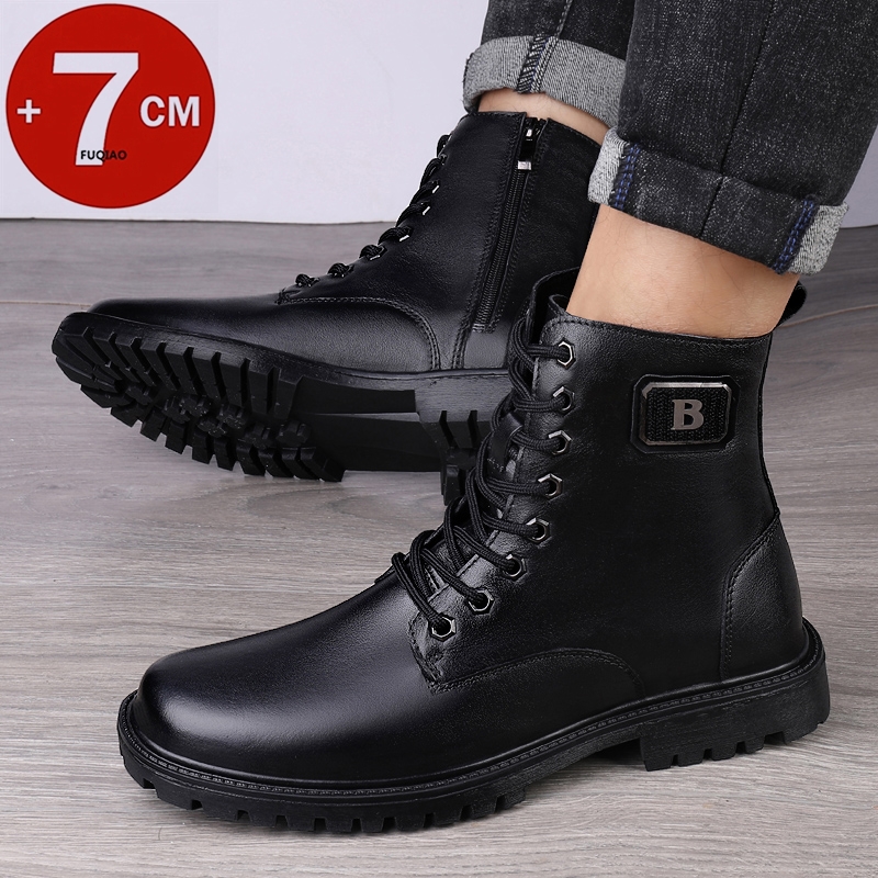 メンズ本革エレベーターブーツ 冬用暖かい裏地付きジップアップ - Men'S Shoes Popular のレビューと価格