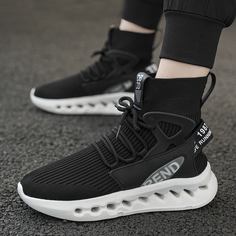 トレンドメンズハイカットソックスシューズ通気性メッシュ厚底ト - Men'S Shoes For Running のレビューと価格