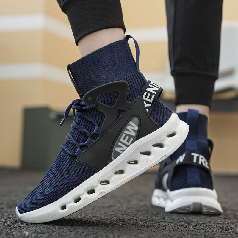 トレンドメンズハイカットソックスシューズ通気性メッシュ厚底ト - Men'S Shoes For Running のレビューと価格