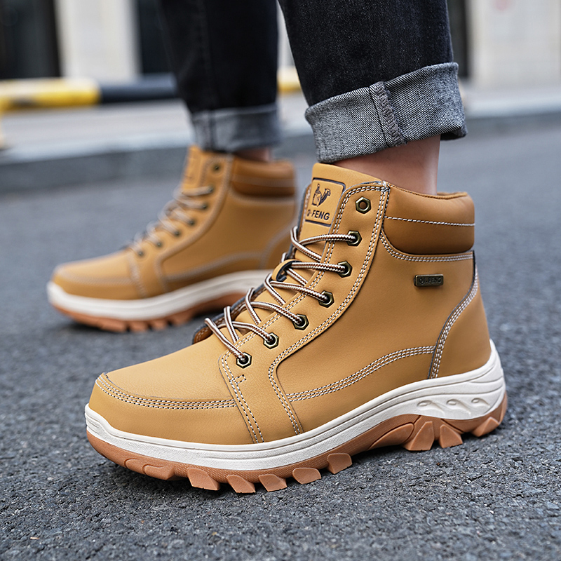 メンズブーツ 冬用 アウトドア ウォーキングシューズ カジュ - Men'S Shoes Yellow And Black のレビューと価格