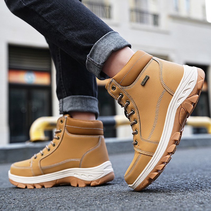 メンズブーツ 冬用 アウトドア ウォーキングシューズ カジュ - Men'S Shoes Yellow And Black のレビューと価格