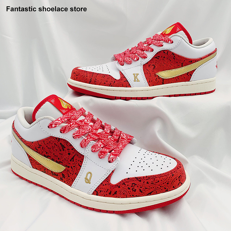 高品質カシュー花靴ひも女性金メッキ男性赤黒手描きスポーツカジ - Men Shoes Under 100 のレビューと価格