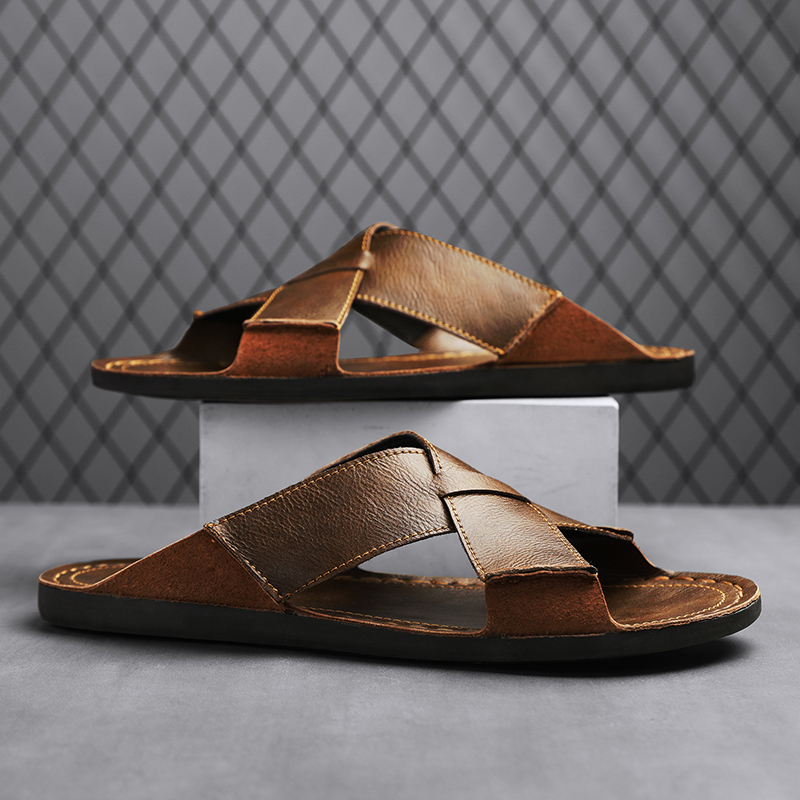 ファッション本革メンズスリッパ夏の男のサンダル屋外ビーチシュ - Men'S Shoes Hugo Boss のレビューと価格