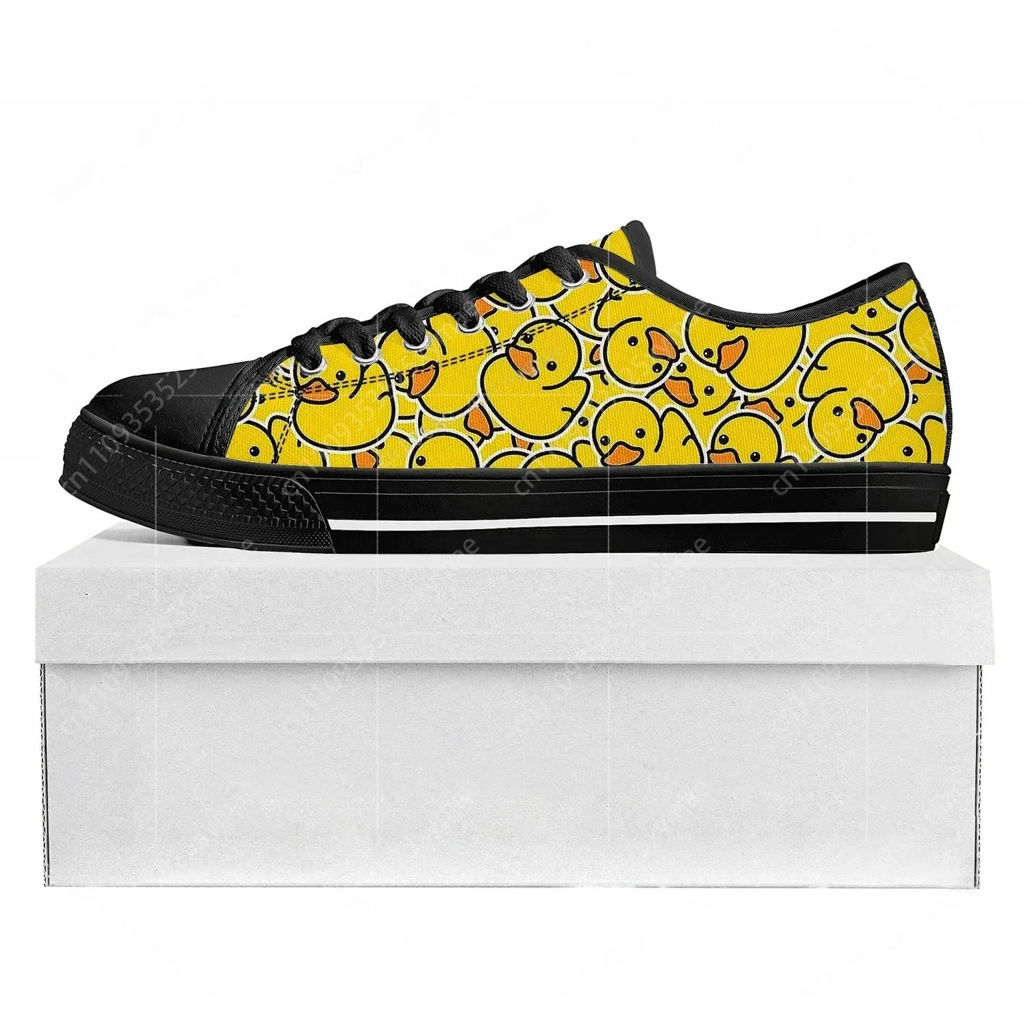 イエローダックプリントロートップ高品質スニーカーメンズレディ - Men'S Shoes Yellow And Black のレビューと価格