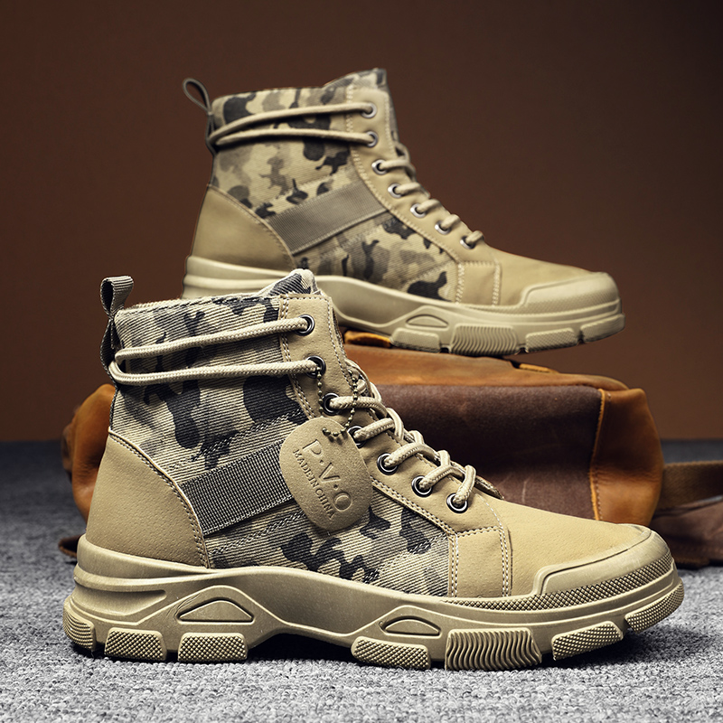 男性用ハイトップブーツ秋迷彩砂漠カジュアルフラットメンズブー - Men'S Shoes Popular のレビューと価格