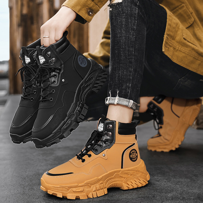 2025年新作 メンズ イエローブラック ハイカット ワーク - Men'S Shoes Yellow And Black のレビューと価格