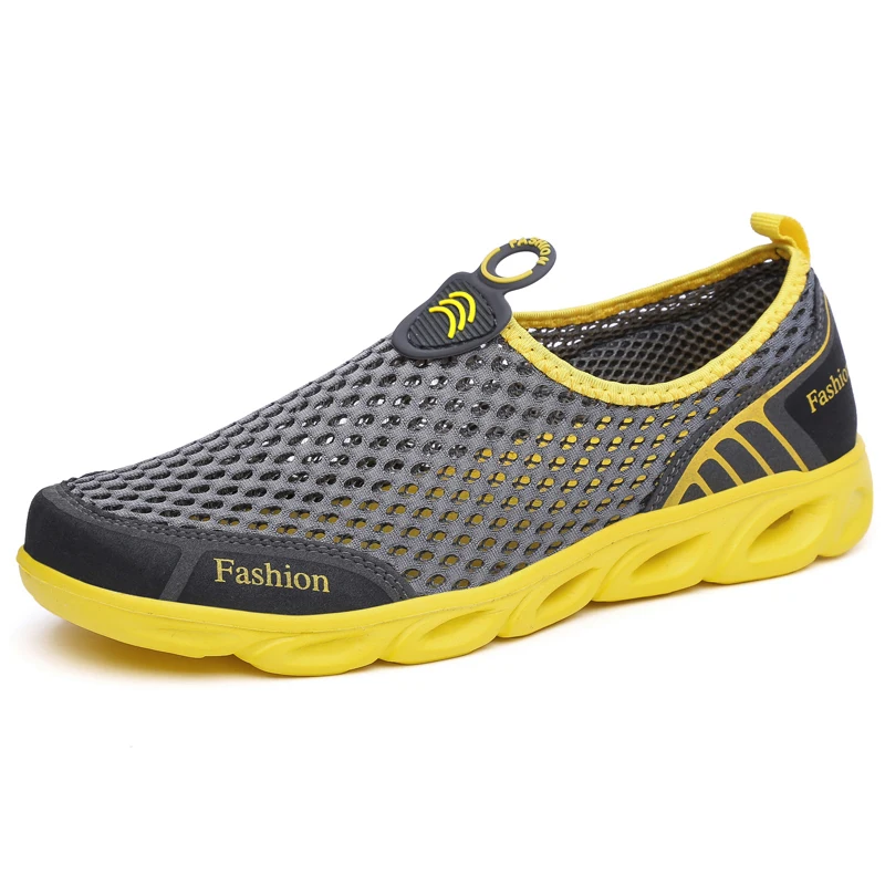 男性ジョギングシューズカジュアルスニーカー屋外通気性メッシュ - Men'S Shoes Yellow And Black のレビューと価格