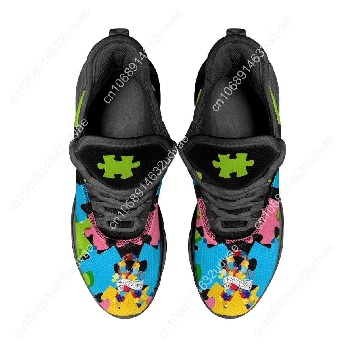 自閉症啓発スポーツランニングシューズカラーパズル耐久性のある - Men'S Shoes For Running のレビューと価格