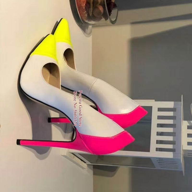 セクシーなポインテッドトゥ パッチワーク ドレスシューズ イ - Men'S Shoes Yellow And Black のレビューと価格