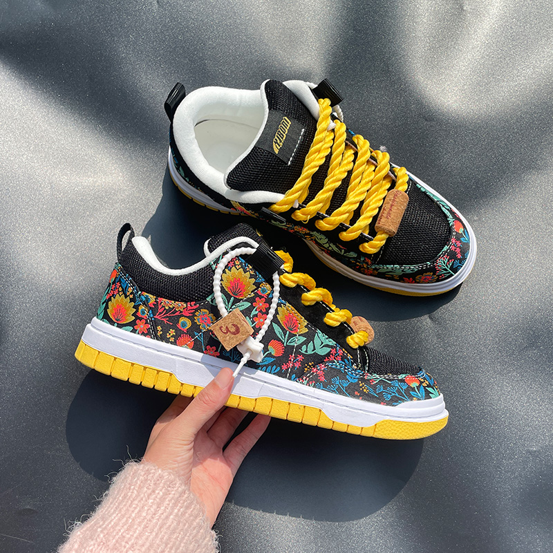 新しい黒と黄色のプリントローファー、厚底カジュアルスニーカー - Men'S Shoes Yellow And Black のレビューと価格