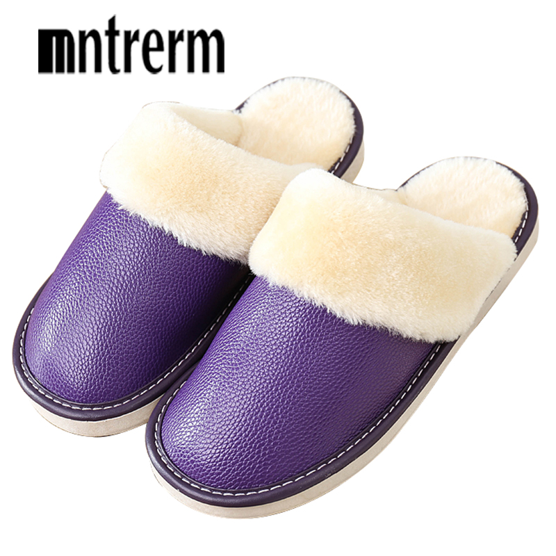 Mntrerm女性のスリッパの冬本革厚いぬいぐるみホーム屋内 - Men'S Shoes For Sale のレビューと価格