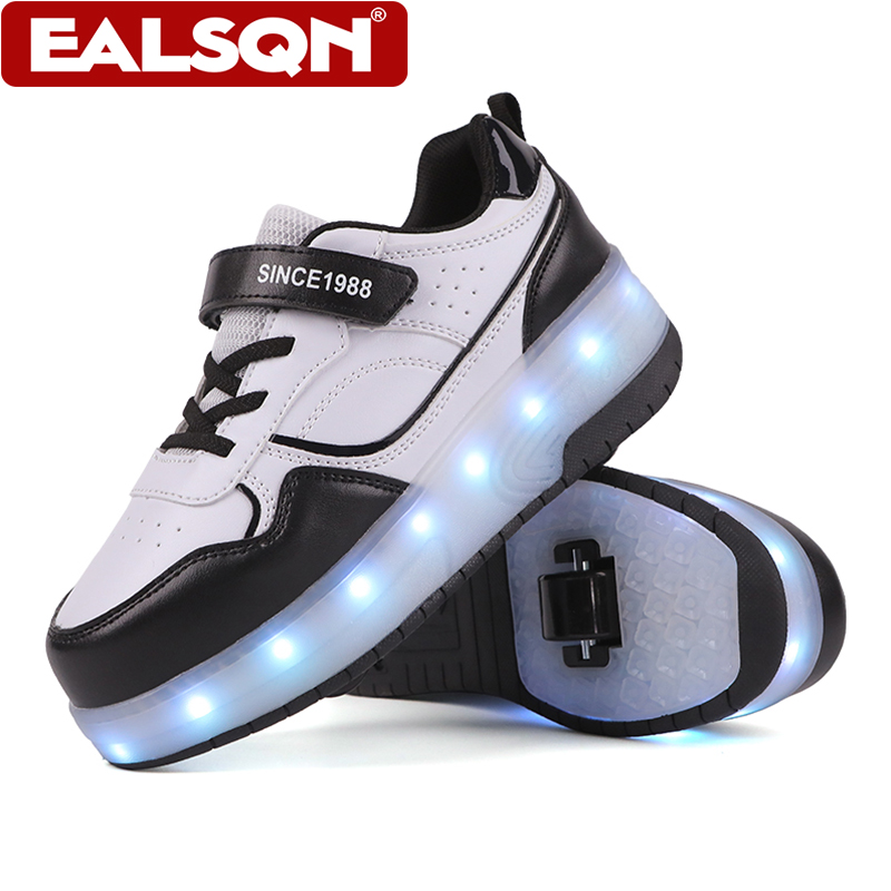 新しい子供用LEDライトアップローラースケートシューズ、ダブ - Men'S Shoes For Running のレビューと価格