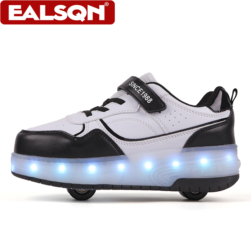 新しい子供用LEDライトアップローラースケートシューズ、ダブ - Men'S Shoes For Running のレビューと価格