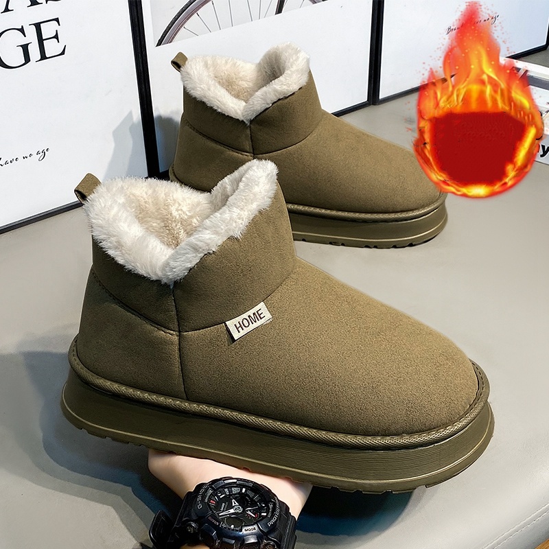 人気の秋冬用裏起毛暖かいカップルスタイルのスノーブーツと綿靴 - Men'S Shoes Popular のレビューと価格